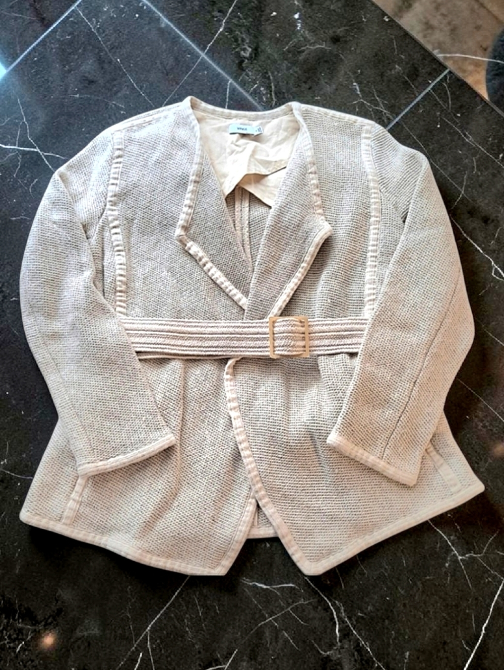 Vince Tweed Effect Wrap Jacket w/Belt, Cream/Beige Sz Medium Beauty!